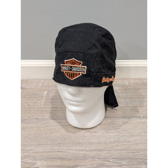 Harley Davidson Motorcycle Black Skull Cap Bandana Biker Doo Rag Embroidered - Picture 1 of 16